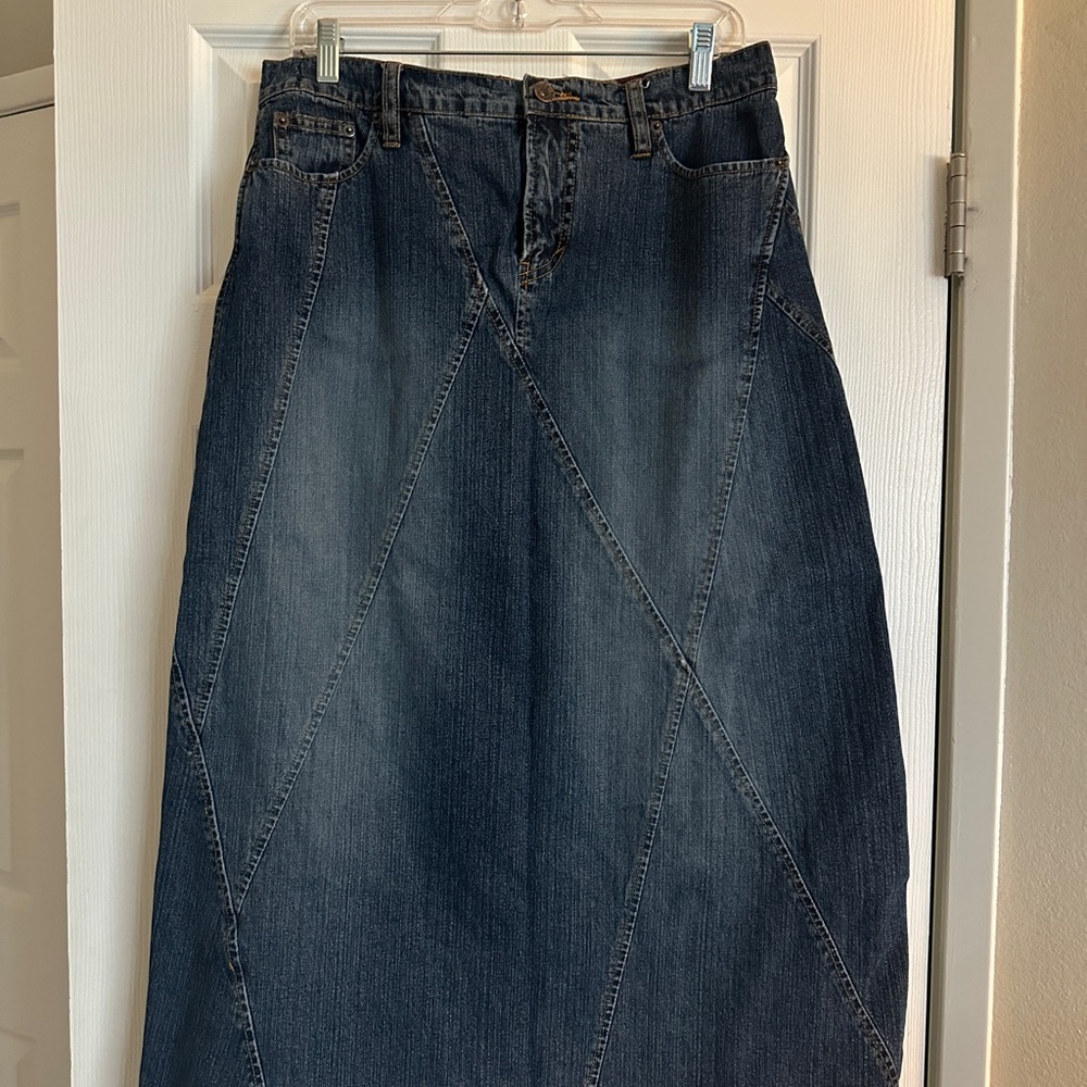 Dark Wash Denim Maxi Skirt